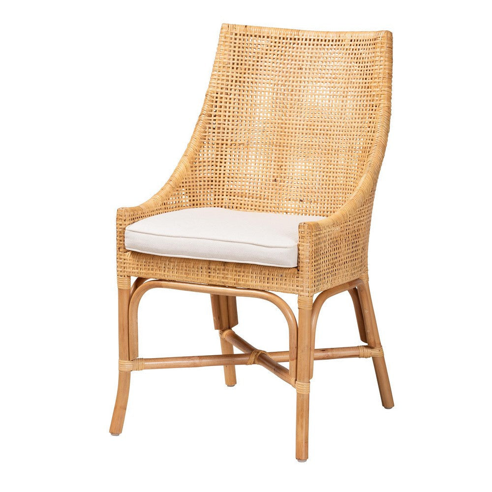 bali & pari Bella Modern Bohemian Natural Brown Rattan Dining Chair WHI-Bella-Rattan-DC