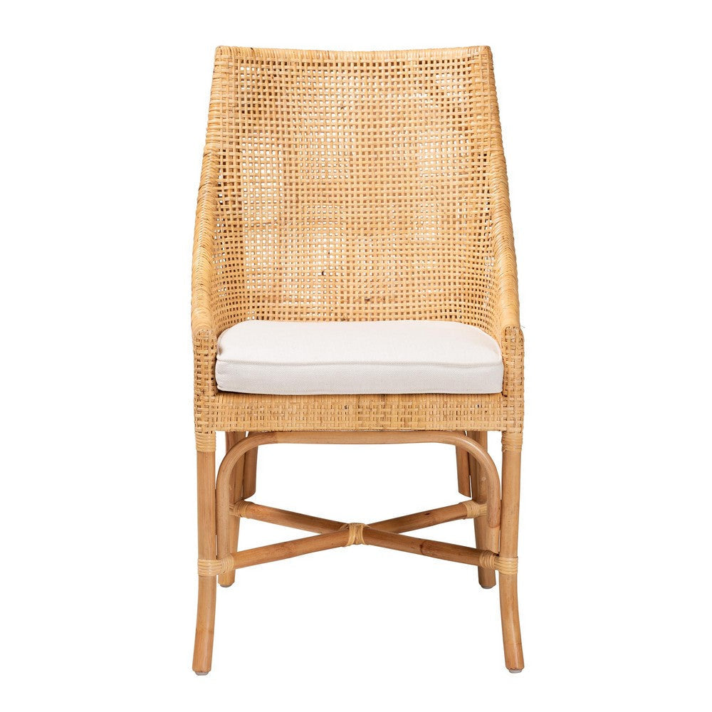 bali & pari Bella Modern Bohemian Natural Brown Rattan Dining Chair WHI-Bella-Rattan-DC