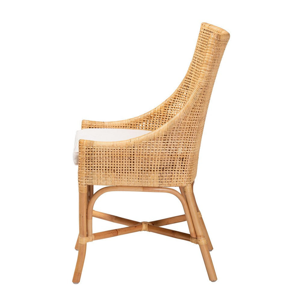 bali & pari Bella Modern Bohemian Natural Brown Rattan Dining Chair WHI-Bella-Rattan-DC