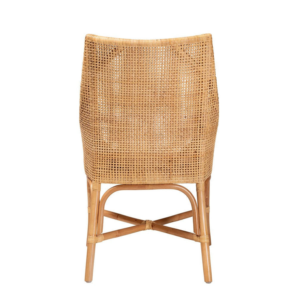 bali & pari Bella Modern Bohemian Natural Brown Rattan Dining Chair WHI-Bella-Rattan-DC