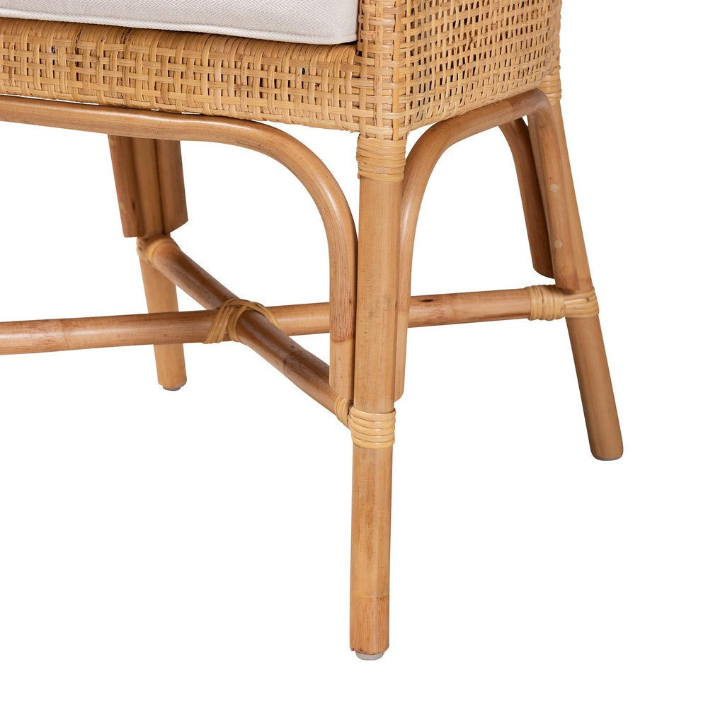 bali & pari Bella Modern Bohemian Natural Brown Rattan Dining Chair WHI-Bella-Rattan-DC