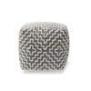 Baxton Studio Benjamin Modern and Contemporary Bohemian Grey and Ivory Handwoven Cotton Blend Pouf Ottoman WHI-Benjamin-Grey-Ivory-Pouf