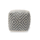 Baxton Studio Benjamin Modern and Contemporary Bohemian Grey and Ivory Handwoven Cotton Blend Pouf Ottoman WHI-Benjamin-Grey-Ivory-Pouf