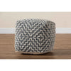 Baxton Studio Benjamin Modern and Contemporary Bohemian Grey and Ivory Handwoven Cotton Blend Pouf Ottoman WHI-Benjamin-Grey-Ivory-Pouf