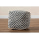 Baxton Studio Benjamin Modern and Contemporary Bohemian Grey and Ivory Handwoven Cotton Blend Pouf Ottoman WHI-Benjamin-Grey-Ivory-Pouf
