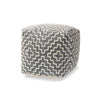 Baxton Studio Benjamin Modern and Contemporary Bohemian Grey and Ivory Handwoven Cotton Blend Pouf Ottoman WHI-Benjamin-Grey-Ivory-Pouf