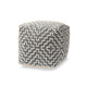 Baxton Studio Benjamin Modern and Contemporary Bohemian Grey and Ivory Handwoven Cotton Blend Pouf Ottoman WHI-Benjamin-Grey-Ivory-Pouf