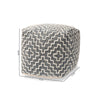 Baxton Studio Benjamin Modern and Contemporary Bohemian Grey and Ivory Handwoven Cotton Blend Pouf Ottoman