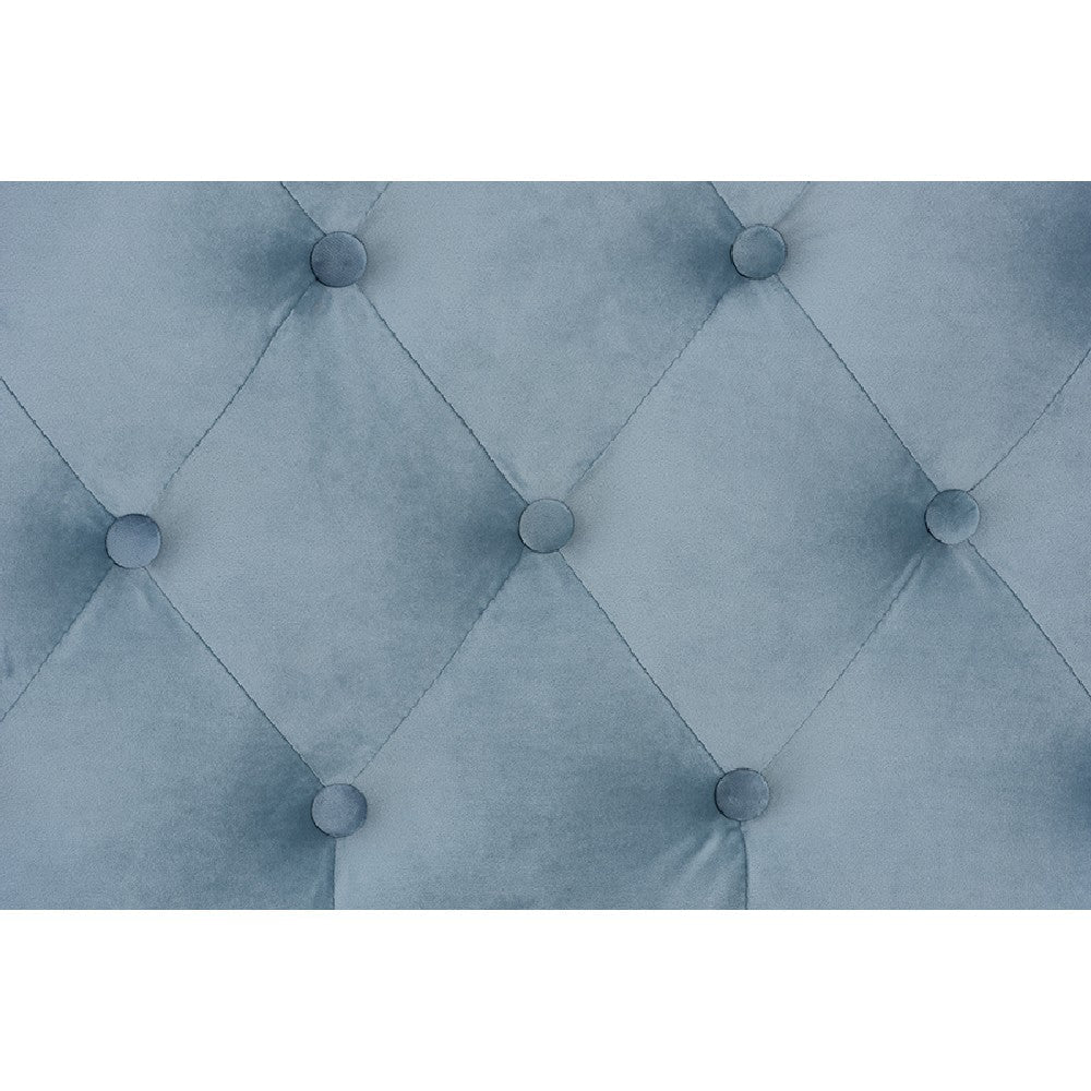 Baxton Studio Benjamin Modern and Contemporary Light Blue Velvet Fabric Upholstered and Dark Brown Finished Wood Full Size Daybed