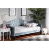 Baxton Studio Benjamin Modern and Contemporary Light Blue Velvet Fabric Upholstered and Dark Brown Finished Wood Full Size Daybed