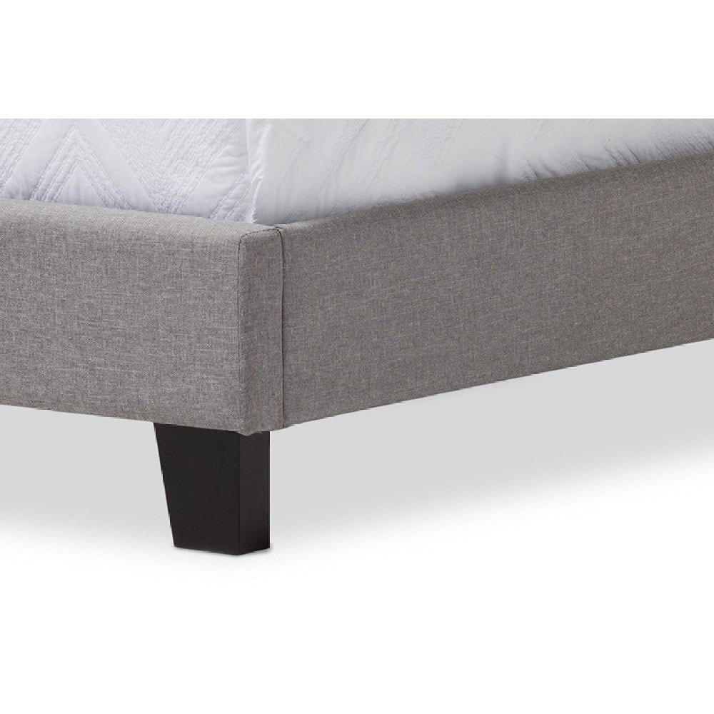 Baxton Studio Benjamin Modern and Contemporary Grey Fabric Upholstered Twin Size Arched Bed with Nail Heads WHI-Benjamin-Twin-Grey