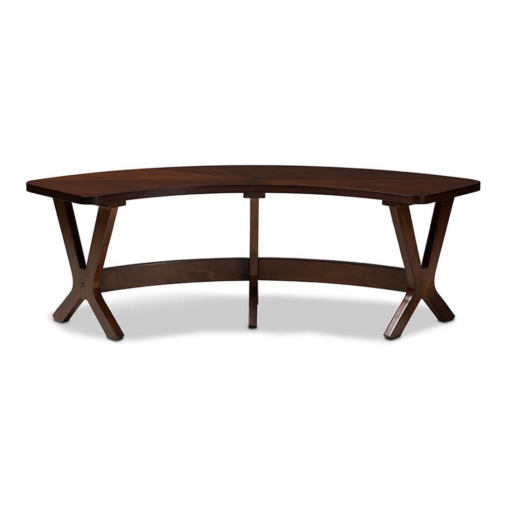 Baxton Studio Berlin Mid-Century Modern Walnut Finished Wood Curved Dining Bench WHI-Berlin-Walnut-Bench