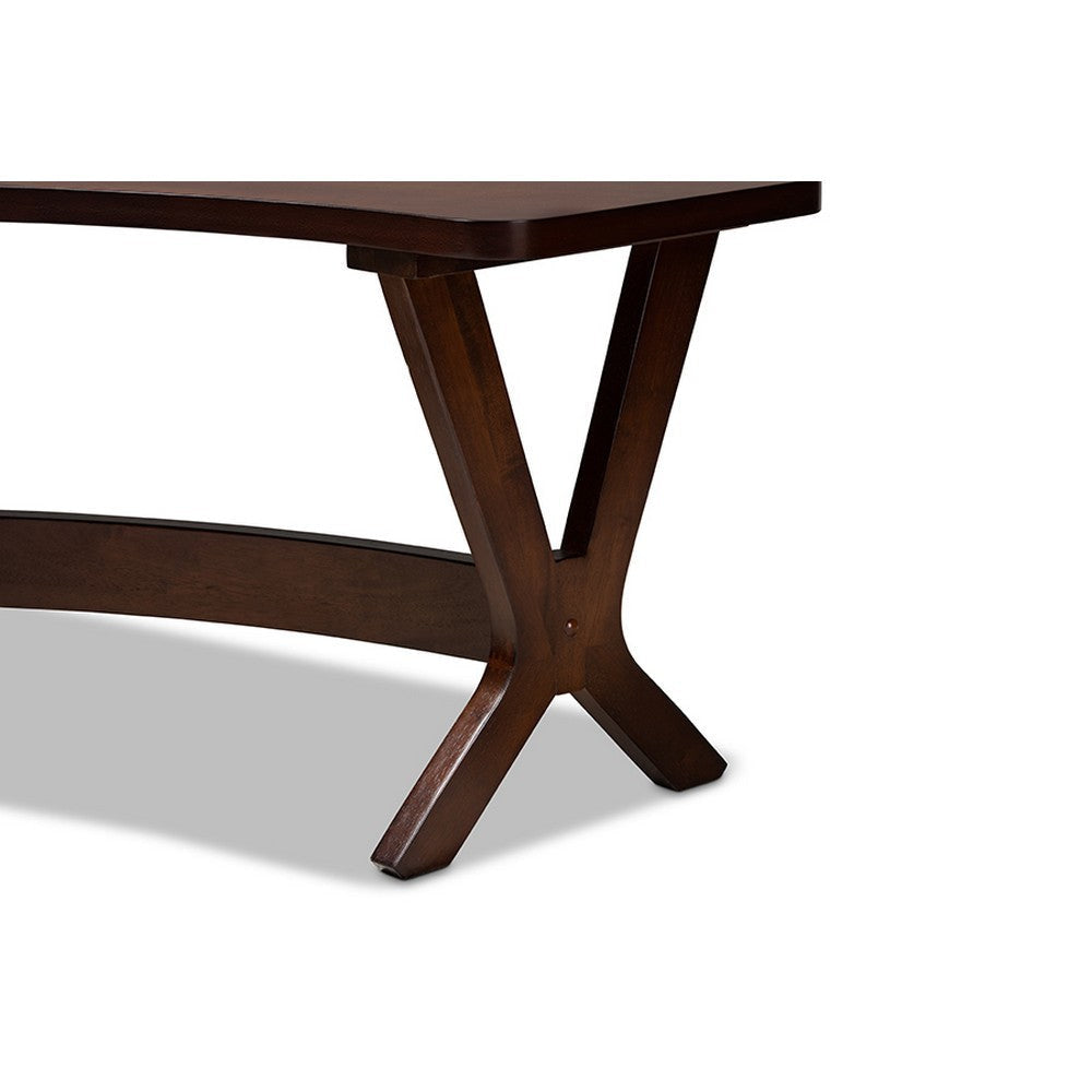 Baxton Studio Berlin Mid-Century Modern Walnut Finished Wood Curved Dining Bench WHI-Berlin-Walnut-Bench