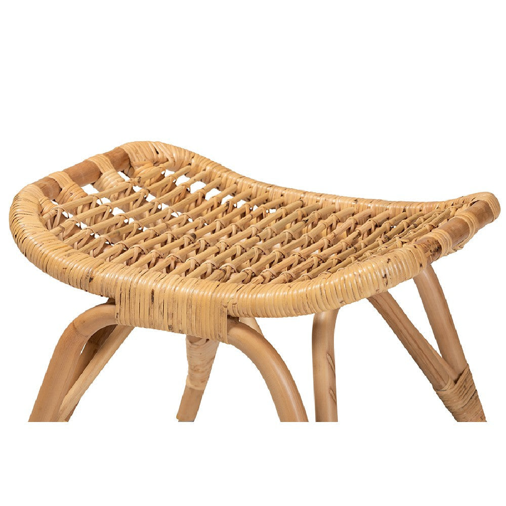 bali & pari Bernardo Modern Bohemian Natural Brown Rattan Ottoman WHI-Bernardo-Rattan-Otto
