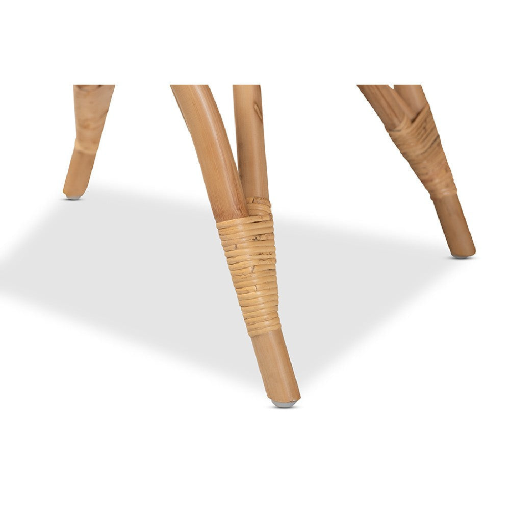 bali & pari Bernardo Modern Bohemian Natural Brown Rattan Ottoman WHI-Bernardo-Rattan-Otto