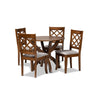 Baxton Studio Beth Modern and Contemporary Grey Fabric Upholstered and Walnut Brown Finished Wood 5-Piece Dining Set