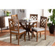Baxton Studio Beth Modern and Contemporary Grey Fabric Upholstered and Walnut Brown Finished Wood 5-Piece Dining Set