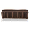 Baxton Studio Bianca Mid-Century Modern Walnut Wood Dark Brown Distressed Faux Leather 3-Seater Sofa WHI-Bianca-Dark-Brown-Walnut-Brown-SF