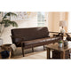 Baxton Studio Bianca Mid-Century Modern Walnut Wood Dark Brown Distressed Faux Leather 3-Seater Sofa WHI-Bianca-Dark-Brown-Walnut-Brown-SF