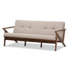 Baxton Studio Bianca Mid-Century Modern Walnut Wood Light Grey Fabric Tufted 3-Seater Sofa WHI-Bianca-Light-Grey-Walnut-Brown-SF