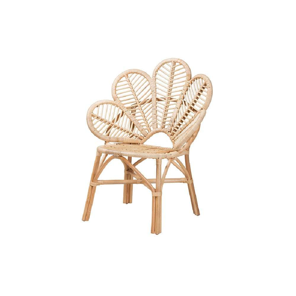 bali & pari Bianca Modern Bohemian Natural Brown Rattan Flower Chair WHI-Bianca-Rattan-AC