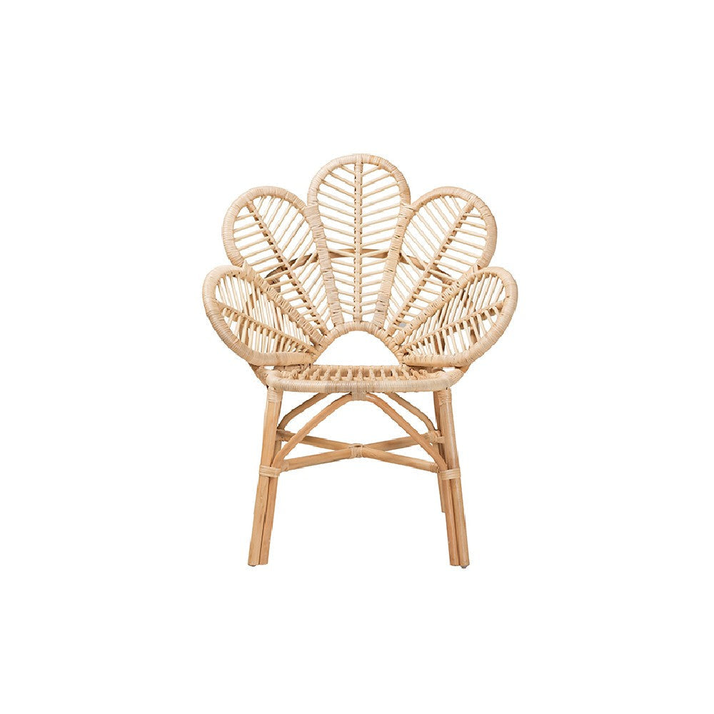 bali & pari Bianca Modern Bohemian Natural Brown Rattan Flower Chair WHI-Bianca-Rattan-AC