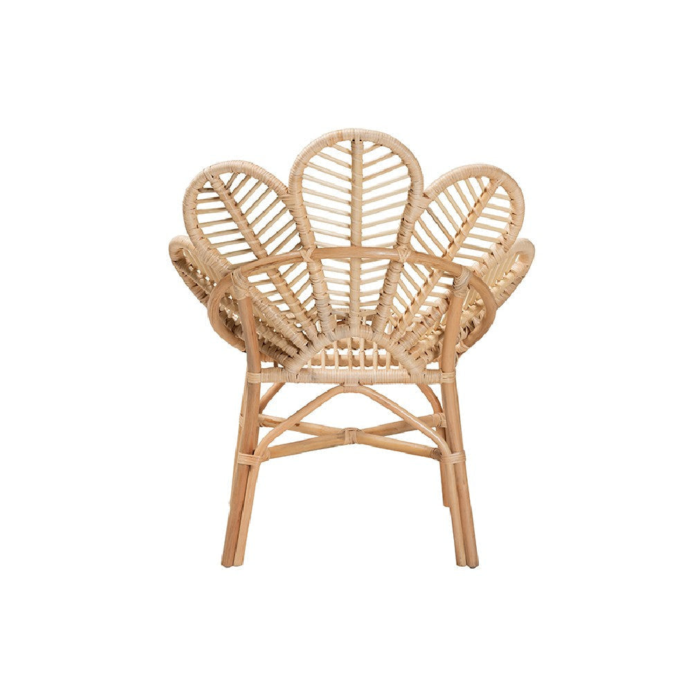 bali & pari Bianca Modern Bohemian Natural Brown Rattan Flower Chair WHI-Bianca-Rattan-AC