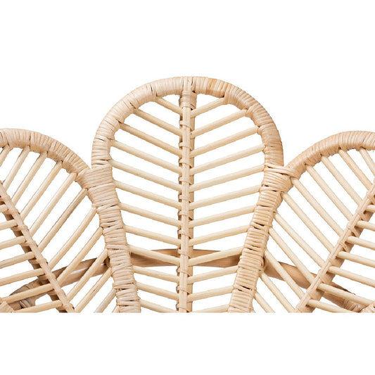 bali & pari Bianca Modern Bohemian Natural Brown Rattan Flower Chair