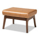 Baxton Studio Bianca Mid-Century Modern Walnut Brown Finished Wood and Tan Faux Leather Effect Ottoman WHI-Bianca-Tan-Walnut-Brown-Otto