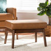 Baxton Studio Bianca Mid-Century Modern Walnut Brown Finished Wood and Tan Faux Leather Effect Ottoman WHI-Bianca-Tan-Walnut-Brown-Otto