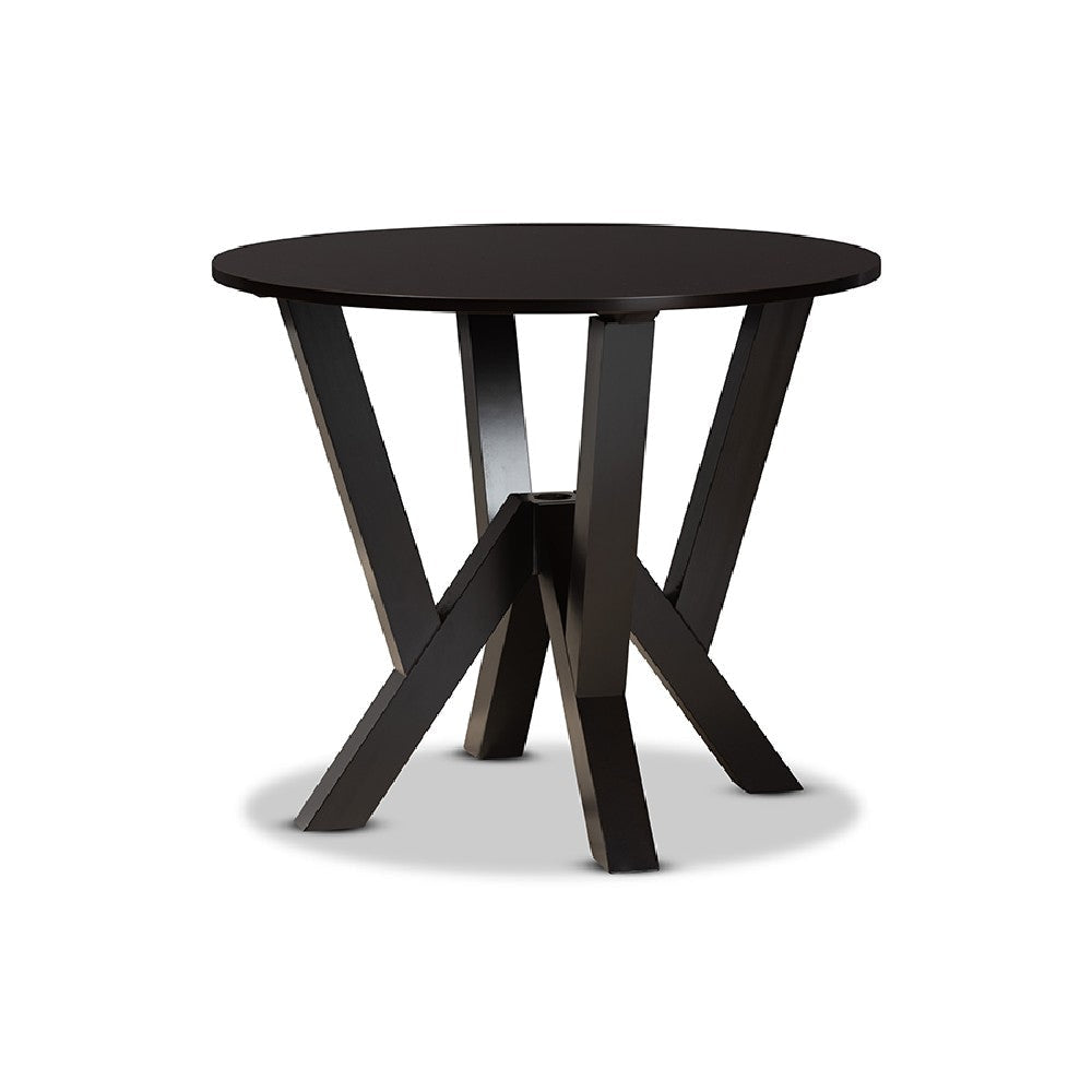 Baxton Studio Branca Modern and Contemporary Grey Fabric Upholstered and Dark Brown Finished Wood 5-Piece Dining Set