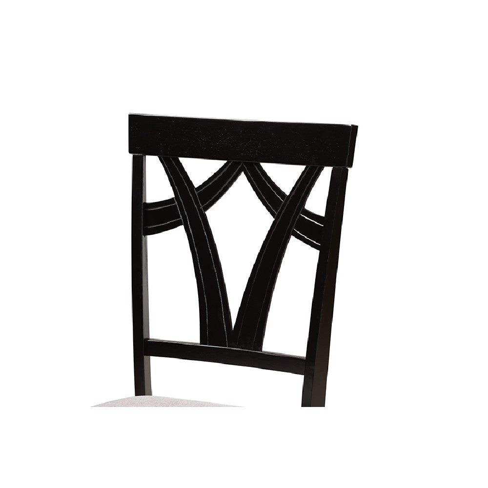 Baxton Studio Branca Modern and Contemporary Grey Fabric Upholstered and Dark Brown Finished Wood 5-Piece Dining Set