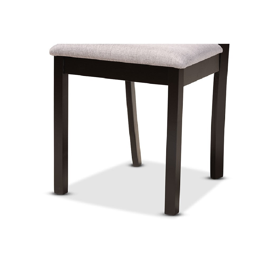 Baxton Studio Branca Modern and Contemporary Grey Fabric Upholstered and Dark Brown Finished Wood 5-Piece Dining Set