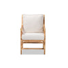 bali & pari Brandon Modern Bohemian White Fabric Upholstered and Natural Brown Rattan Armchair WHI-Brandon-Rattan-Armchair