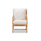 bali & pari Brandon Modern Bohemian White Fabric Upholstered and Natural Brown Rattan Armchair WHI-Brandon-Rattan-Armchair