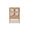 bali & pari Brandon Modern Bohemian White Fabric Upholstered and Natural Brown Rattan Armchair WHI-Brandon-Rattan-Armchair