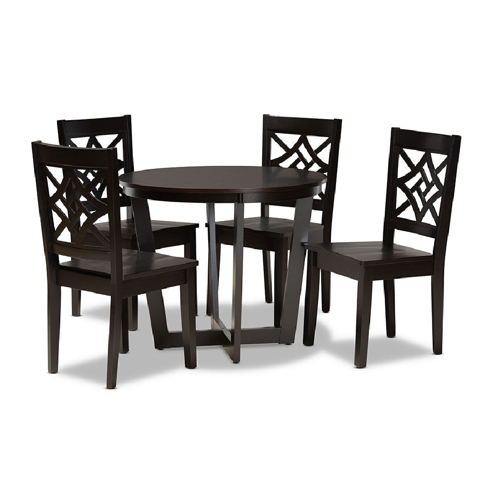Baxton Studio Brava Modern and Contemporary Dark Brown Finished Wood 5-Piece Dining Set