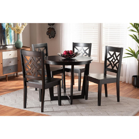 Baxton Studio Brava Modern and Contemporary Dark Brown Finished Wood 5-Piece Dining Set