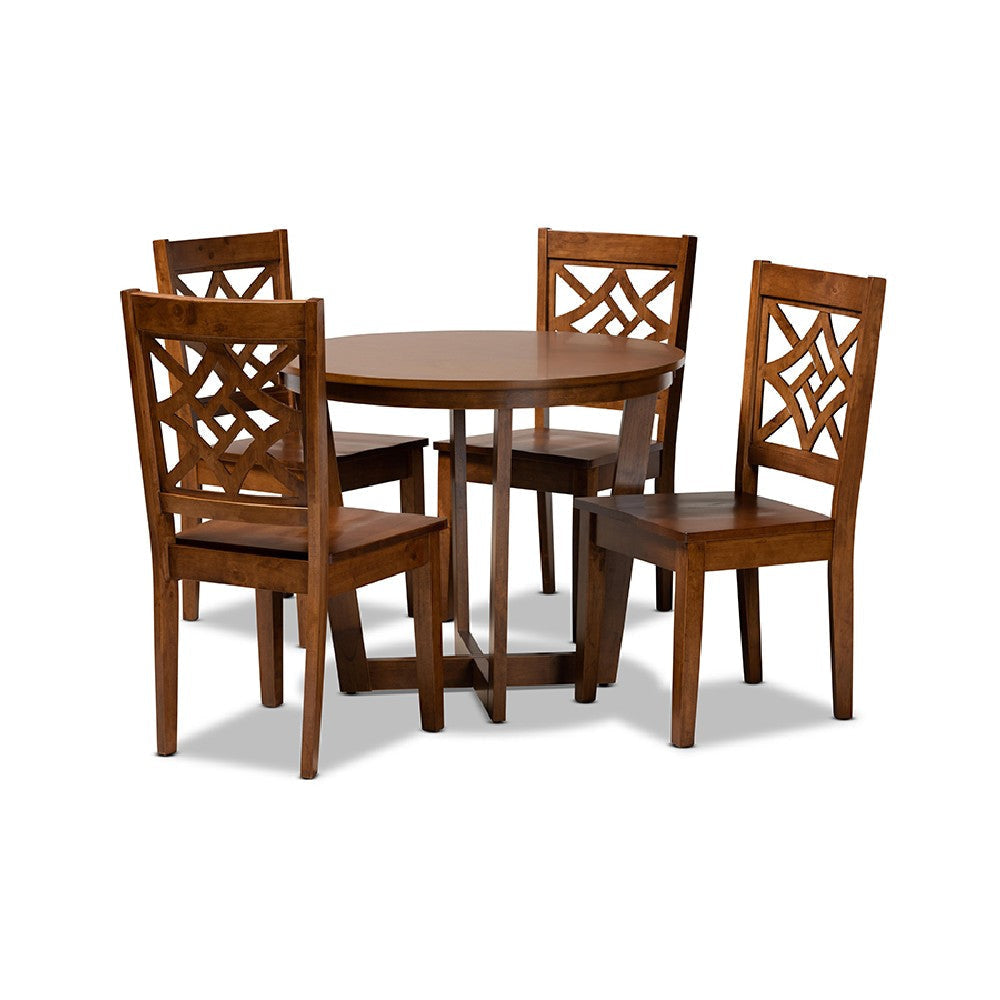 Baxton Studio Brava Modern and Contemporary Walnut Brown Finished Wood 5-Piece Dining Set