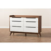 Baxton Studio Brighton Mid-Century Modern White and Walnut Wood 6-Drawer Storage Dresser