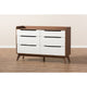 Baxton Studio Brighton Mid-Century Modern White and Walnut Wood 6-Drawer Storage Dresser