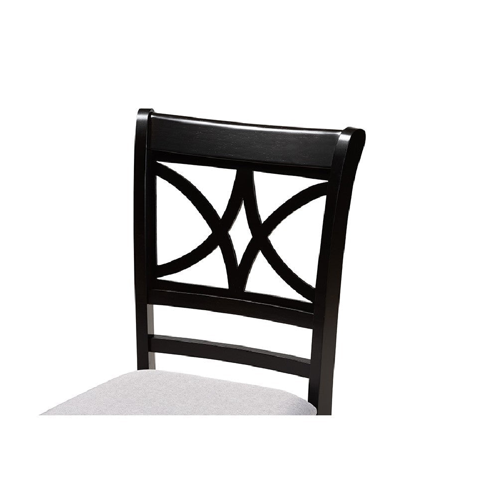 Baxton Studio Brooke Modern Grey Fabric and Dark Brown Finished Wood 5-Piece Dining Set