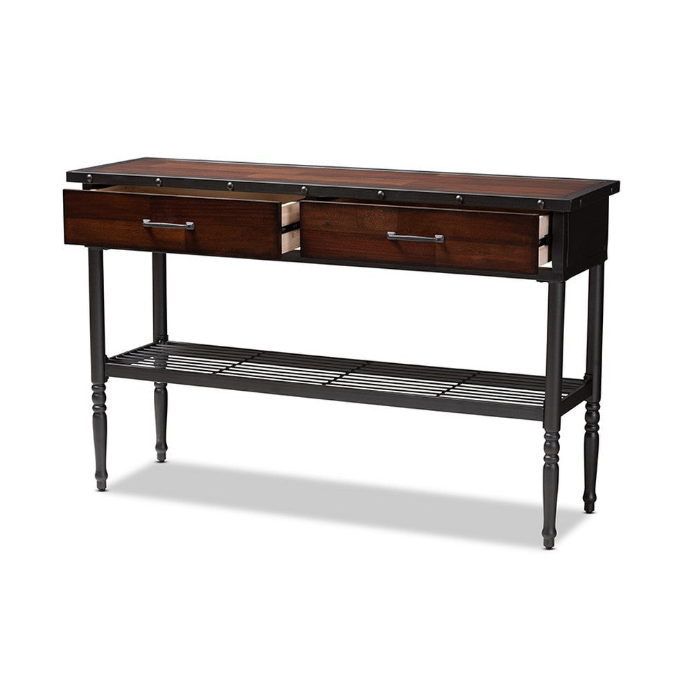 Baxton Studio Jana Vintage Industrial Walnut-Finished Wood 2-Drawer Dining Room Server WHI-C1669A-Server