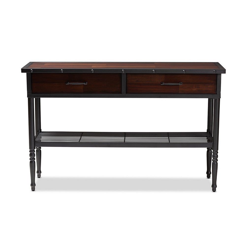 Baxton Studio Jana Vintage Industrial Walnut-Finished Wood 2-Drawer Dining Room Server WHI-C1669A-Server