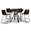 Baxton Studio Carvell Rustic and Industrial Dark Brown Faux Leather Upholstered 5-Piece Pub Set WHI-C1860A-Cherry-Dark-Brown-5PC-Set