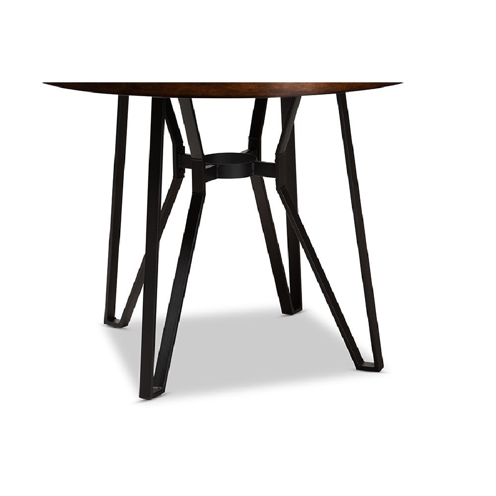 Baxton Studio Carvell Rustic and Industrial Dark Brown Faux Leather Upholstered 5-Piece Pub Set WHI-C1860A-Cherry-Dark-Brown-5PC-Set