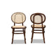 Baxton Studio Garold Mid-Century Modern Brown Woven Rattan and Walnut Brown Wood 2-Piece Cane Dining Chair Set
