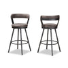 Baxton Studio Arcene Rustic and Industrial Antique Grey Fabric 2-Piece Swivel Bar Stool Set WHI-CA1802-Grey-BS