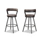 Baxton Studio Arcene Rustic and Industrial Antique Grey Fabric 2-Piece Swivel Bar Stool Set WHI-CA1802-Grey-BS
