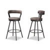 Baxton Studio Arcene Rustic and Industrial Antique Grey Fabric 2-Piece Swivel Bar Stool Set WHI-CA1802-Grey-BS
